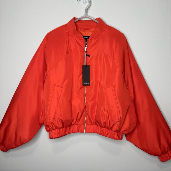 Forever 21 Orange Cropped Bomber Jacket - Picture 6 of 14